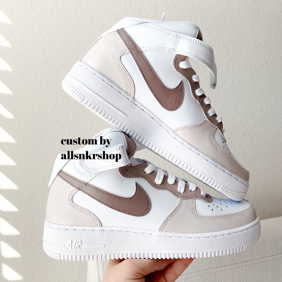 Nike air force mid custom coffee brown